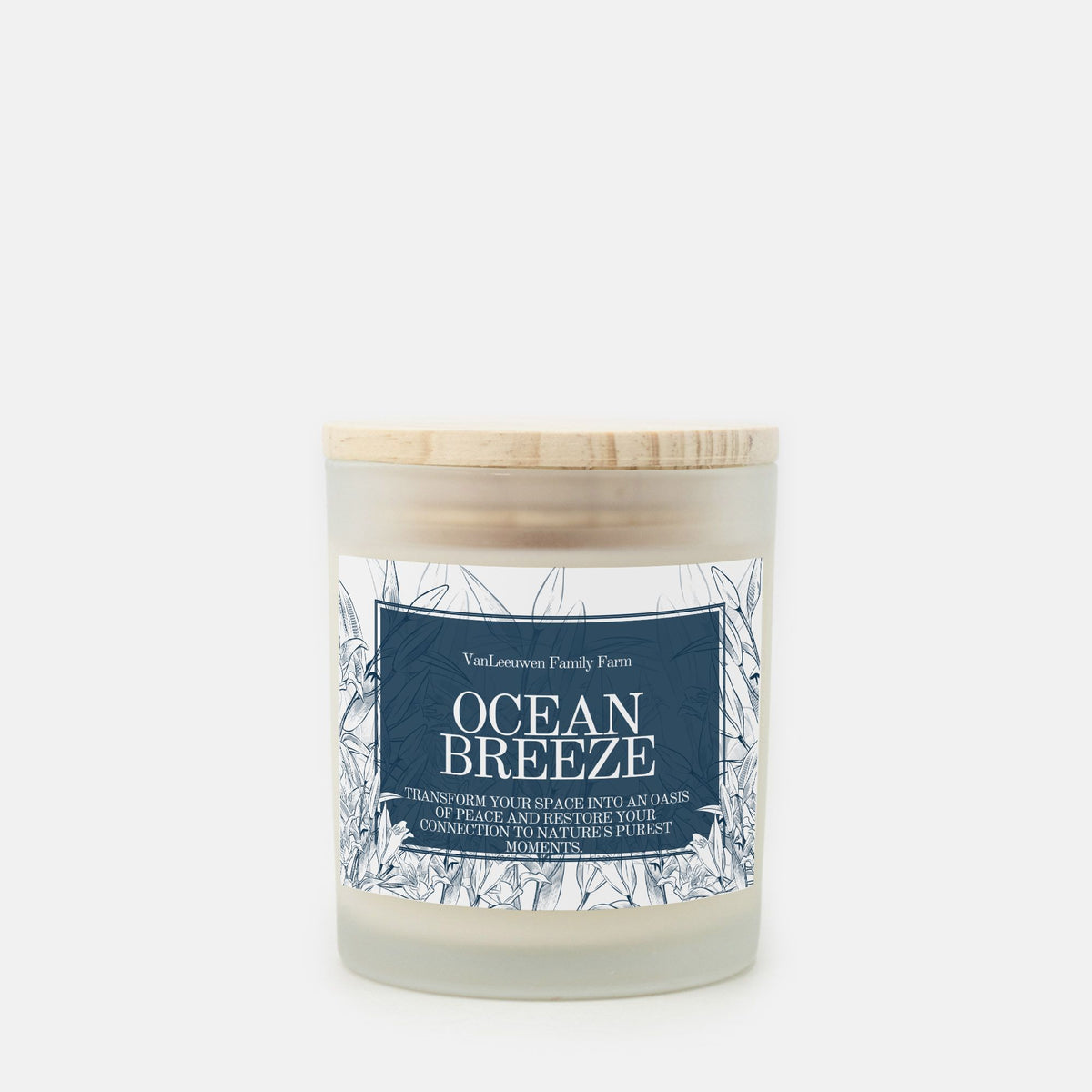 Ocean Breeze Candle Frosted Glass (Hand Poured 11 oz)