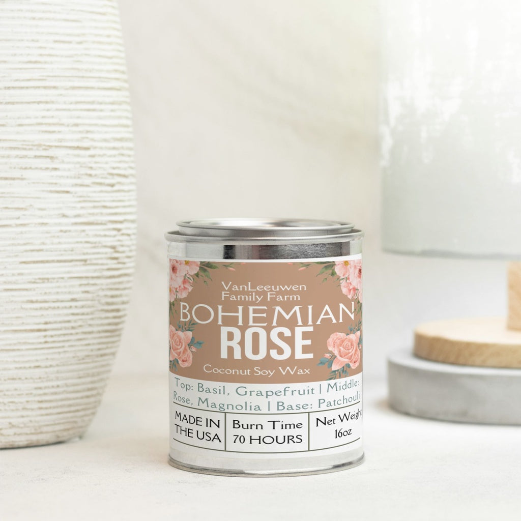 Bohemian Rose Candle Paint Can (Hand Poured 16 oz.)