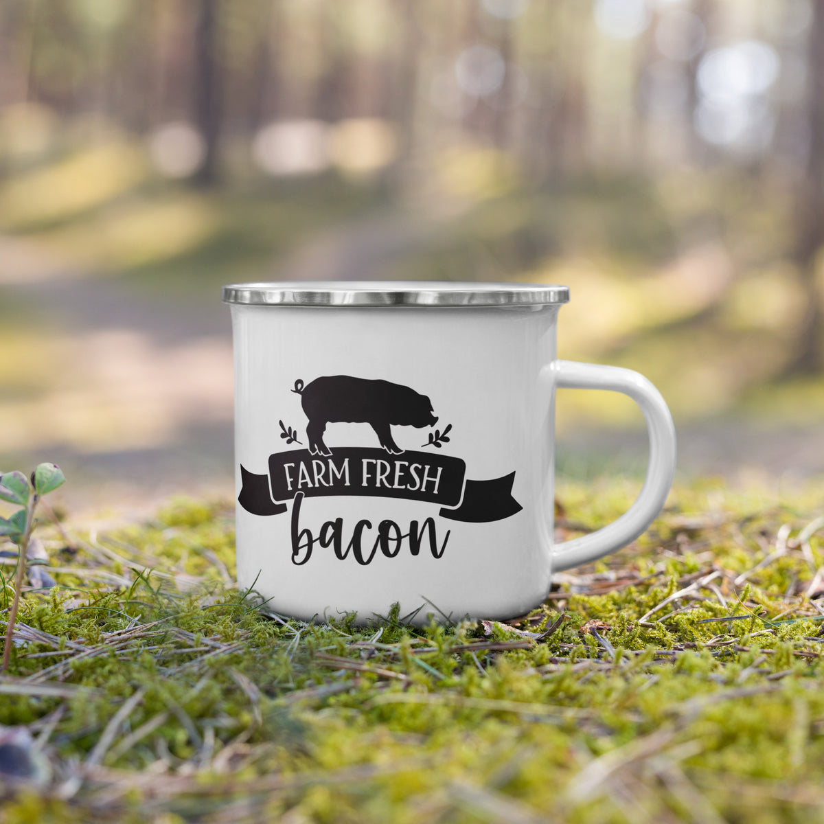 Farm Fresh Bacon Enamel Mug
